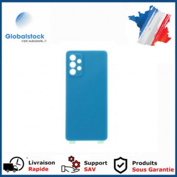 Vitre arrière (cache batterie) avec Adhésif pour Samsung Galaxy A72/A72 5G Bleu + Logo