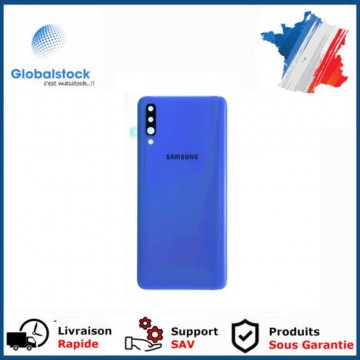 Vitre arrière pour Samsung Galaxy A70 (A705F) Bleu avec lentille caméra CE