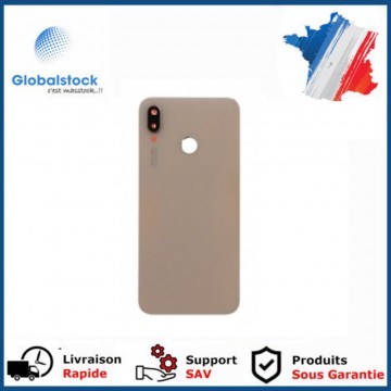 Vitre arrière avec Adhésif + Lentille camera + support pour Huawei P20 Rose