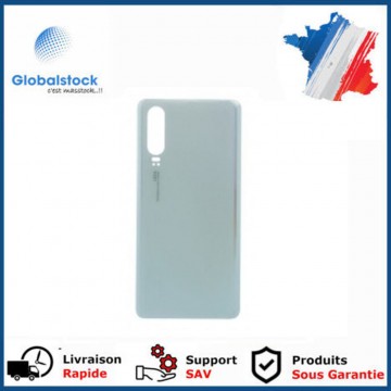Vitre arrière (cache batterie) avec Adhésif pour Huawei P30 Perle blanc + Logo