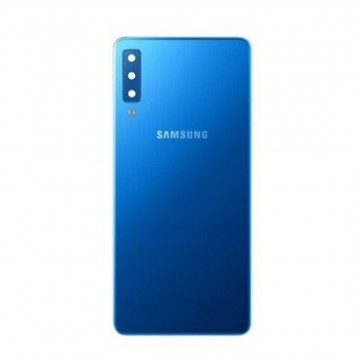 Vitre arrière pour Samsung Galaxy A7 2018 (A750F) Bleu avec lentille caméra
