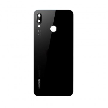 Vitre arrière avec Adhésif + Lentille camera + support pour  Huawei P20 Lite/Nova 3e Noir + Logo