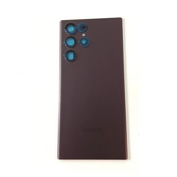 Vitre arrière pour Samsung Galaxy S22 Ultra Bordeau Violet avec lentille caméra