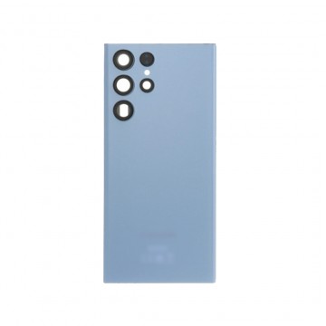 Vitre arrière pour Samsung Galaxy S23 Ultra Bleu avec lentille caméra