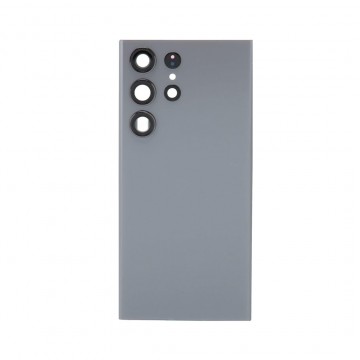 Vitre arrière pour Samsung Galaxy S23 Ultra Gris avec lentille caméra
