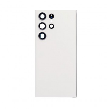 Vitre arrière pour Samsung Galaxy S23 Ultra Blanc avec lentille caméra