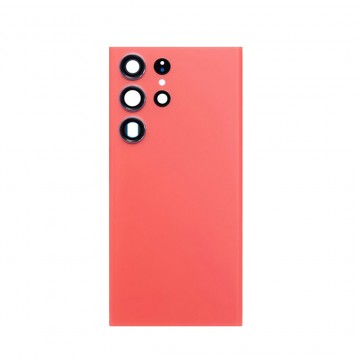 Vitre arrière pour Samsung Galaxy S23 Ultra Orange avec lentille caméra