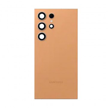 Vitre arrière pour Samsung Galaxy S24 Ultra (S928B) Orange avec lentille caméra