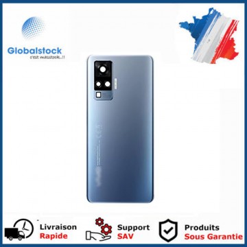Vitre arrière (cache batterie) avec lentille pour Vivo X51 5G Gris + Logo