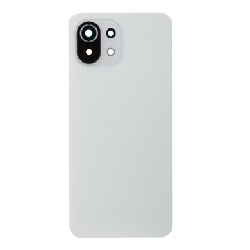 Vitre arrière ( Cache batterie) avec Lentille Caméra pour Xiaomi Mi 11 Lite 5G Blanc + Adhésive