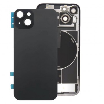Vitre Arrière pour iPhone 15 Plus Noir avec Gros Trou pour NFC et Support