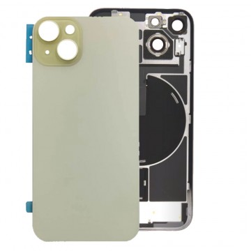 Vitre Arrière pour iPhone 15 Plus avec Support NFC Jaune et Gros Trou