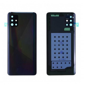 Vitre arrière pour Samsung Galaxy A51 Noir avec lentille caméra