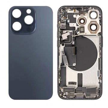 Vitre Arrière (Cache Batterie) pour iPhone 15 Pro avec Support et NFC en Bleu Titane