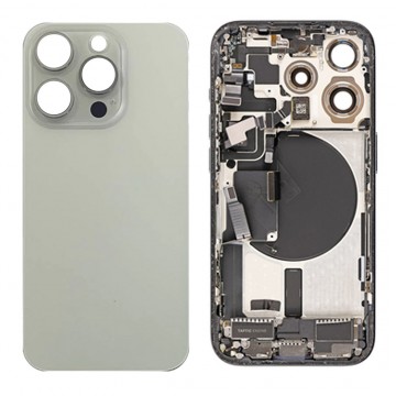 Vitre Arrière (Cache Batterie) pour iPhone 15 Pro avec Support et NFC en Blanc Titane