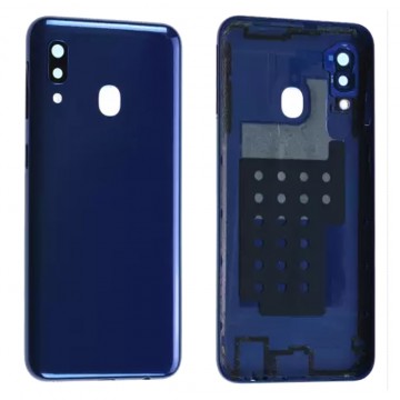 Vitre arrière pour Samsung Galaxy A20E(A202F) Bleu avec lentille caméra