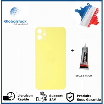 Vitre Arrière pour iPhone 11 avec Gros Trou Jaune et Adhésif