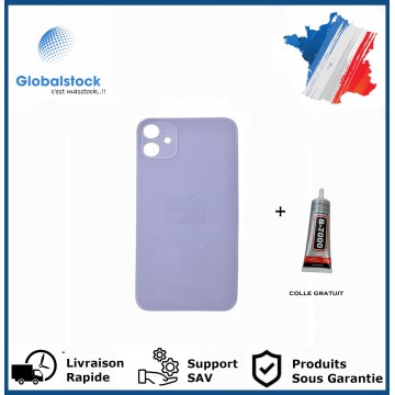 Vitre Arrière pour iPhone 11 avec Gros Trou Violet et Adhésif