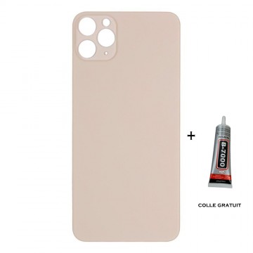 Vitre Arrière pour iPhone 11 Pro Max avec Gros Trou Or et Adhésif