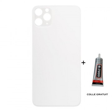Vitre Arrière pour iPhone 11 Pro Max avec Gros Trou Blanc et Adhésif