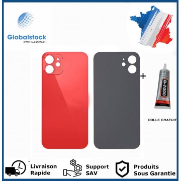 Vitre Arrière pour iPhone 12 avec Gros Trou Rouge et Adhésif