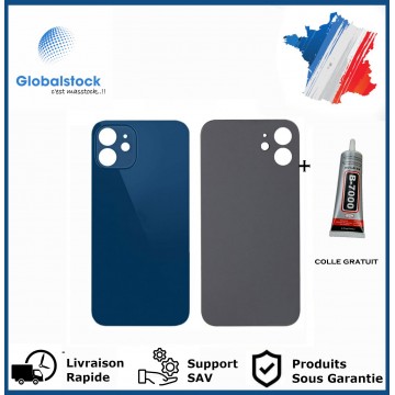 Vitre Arrière pour iPhone 12 avec Gros Trou Bleu et Adhésif