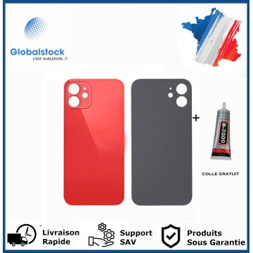 Vitre Arrière pour iPhone 12 Mini avec Gros Trou Rouge et Adhésif