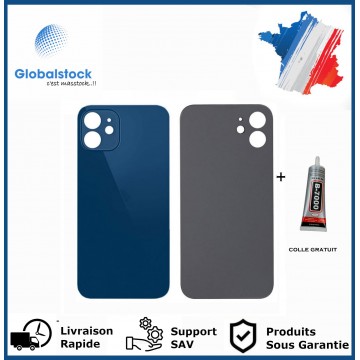 Vitre Arrière pour iPhone 12 Mini avec Gros Trou Bleu et Adhésif