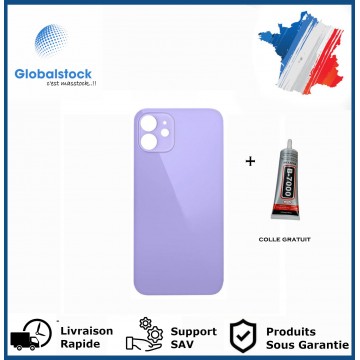 Vitre Arrière pour iPhone 12 Mini avec Gros Trou Violet et Adhésif