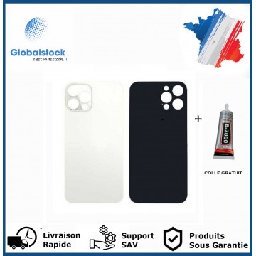 Vitre Arrière pour iPhone 12 Pro avec Gros Trou Blanc et Adhésif