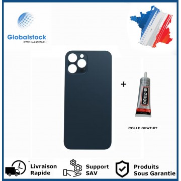 Vitre Arrière pour iPhone 12 Pro Max avec Gros Trou Bleu et Adhésif