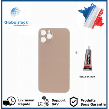 Vitre Arrière pour iPhone 12 Pro Max avec Gros Trou Or et Adhésif