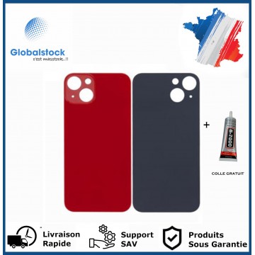 Vitre Arrière pour iPhone 13 avec Gros Trou Rouge et Adhésif