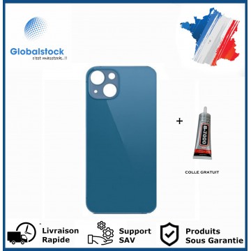 Vitre Arrière pour iPhone 13 avec Gros Trou Bleu et Adhésif