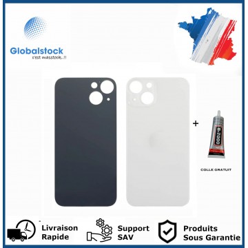 Vitre Arrière pour iPhone 13 Mini avec Gros Trou Blanc et Adhésif