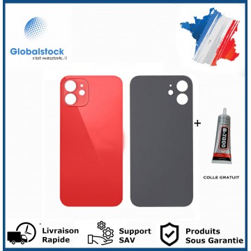 Vitre Arrière pour iPhone 13 Mini avec Gros Trou Rouge et Adhésif