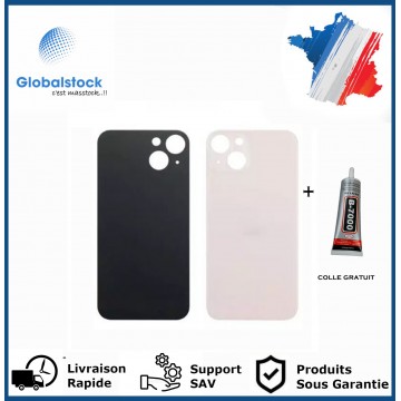 Vitre Arrière pour iPhone 13 Mini avec Gros Trou Rose et Adhésif