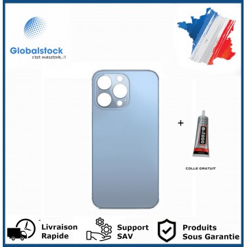 Vitre Arrière pour iPhone 13 Pro avec Gros Trou Bleu et Adhésif