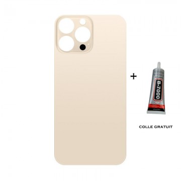 Vitre Arrière pour iPhone 13 Pro Max avec Gros Trou Or et Adhésif