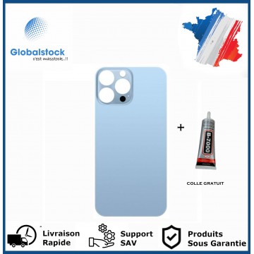Vitre Arrière pour iPhone 13 Pro Max avec Gros Trou Bleu et Adhésif