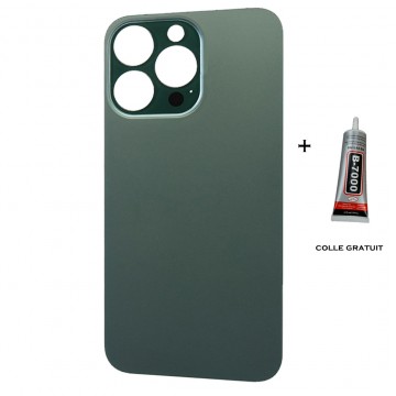 Vitre Arrière pour iPhone 13 Pro Max avec Gros Trou Vert et Adhésif