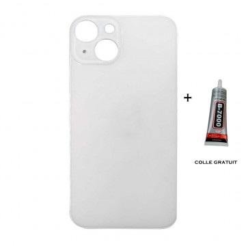 Vitre Arrière pour iPhone 14 avec Gros Trou Blanc et Adhésif
