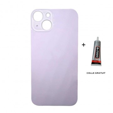 Vitre Arrière pour iPhone 14 avec Gros Trou Violet et Adhésif