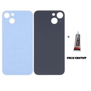 Vitre Arrière pour iPhone 14 Plus avec Gros Trou Bleu et Adhésif