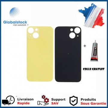 Vitre Arrière pour iPhone 14 Plus avec Gros Trou Jaune et Adhésif