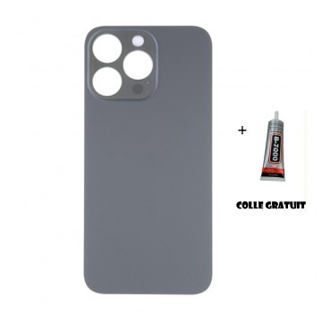 Vitre Arrière pour iPhone 14 Pro avec Gros Trou Noir et Adhésif