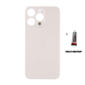 Vitre Arrière pour iPhone 14 Pro Max avec Gros Trou Or et Adhésif