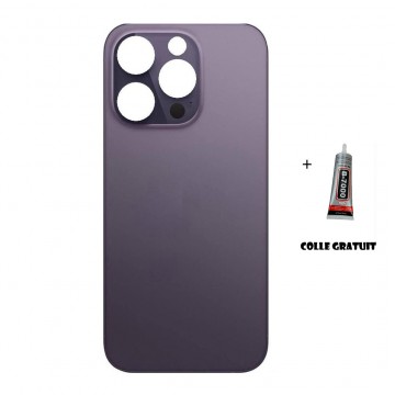 Vitre Arrière pour iPhone 14 Pro Max avec Gros Trou Violet et Adhésif