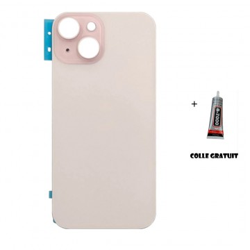 Vitre Arrière (Cache Batterie) pour iPhone 15 Rose avec Gros Trou