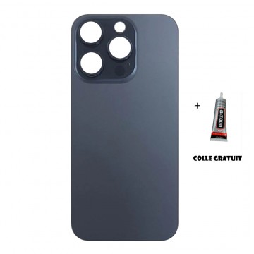 Vitre Arrière (Cache Batterie) pour iPhone 15 Pro Bleu Titane avec Gros Trou